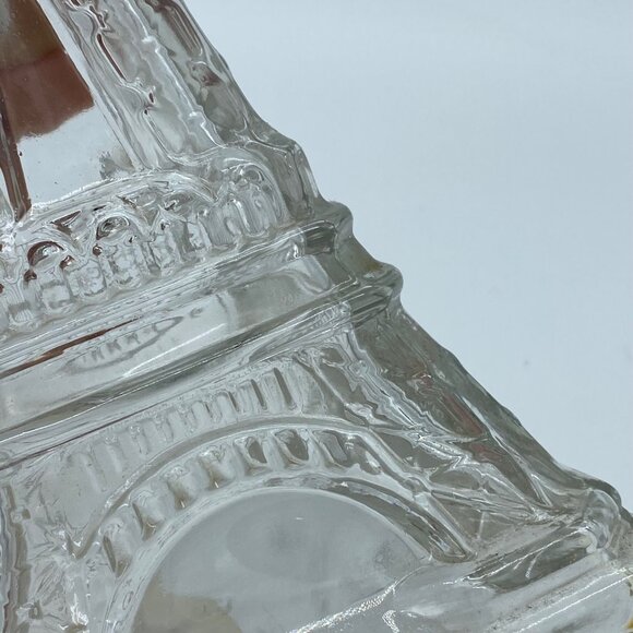 Vintage Eiffel Tower Shaped Glass Bottle Decanter 14" Barware With Ribbon Accent - Picture 12 of 16